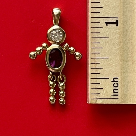 925 Silver Charm,Color Gold and Purple Pendant. - Picture 5 of 6